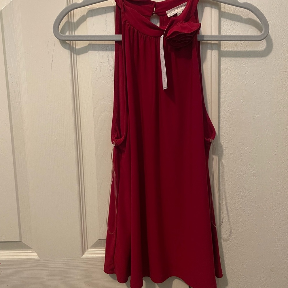 Elegant Red Sleeveless Blouse